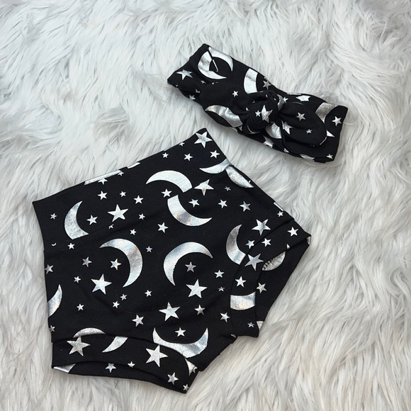 Celestial moon and stars Bummie and top know bow head wrap - Picture 1 of 3